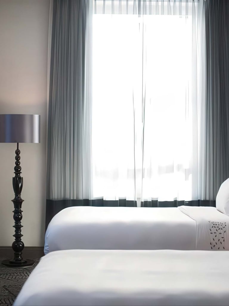 Accessible Double Room with two double beds and a desk